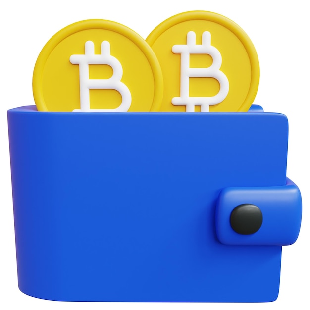 PSD 3D Bitcoin wallet conceito de criptomoeda renderização 3D de alta qualidade