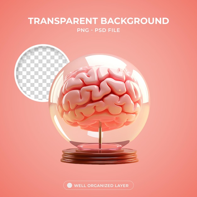 PSD psd 3d brain element para composição png fundo transparente