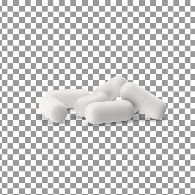 PSD 3D cápsula de medicamentos en un fondo aislado y transparente