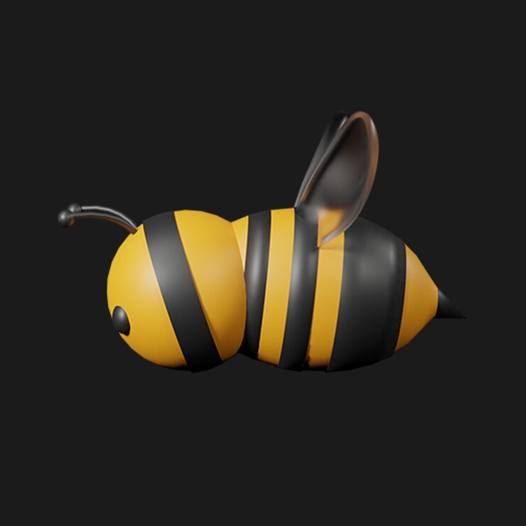 PSD 3D cartoon carino con l'icona di Honey Bee Pose