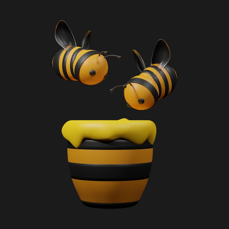 PSD 3D cartoon carino con l'icona di Honey Bee Pose