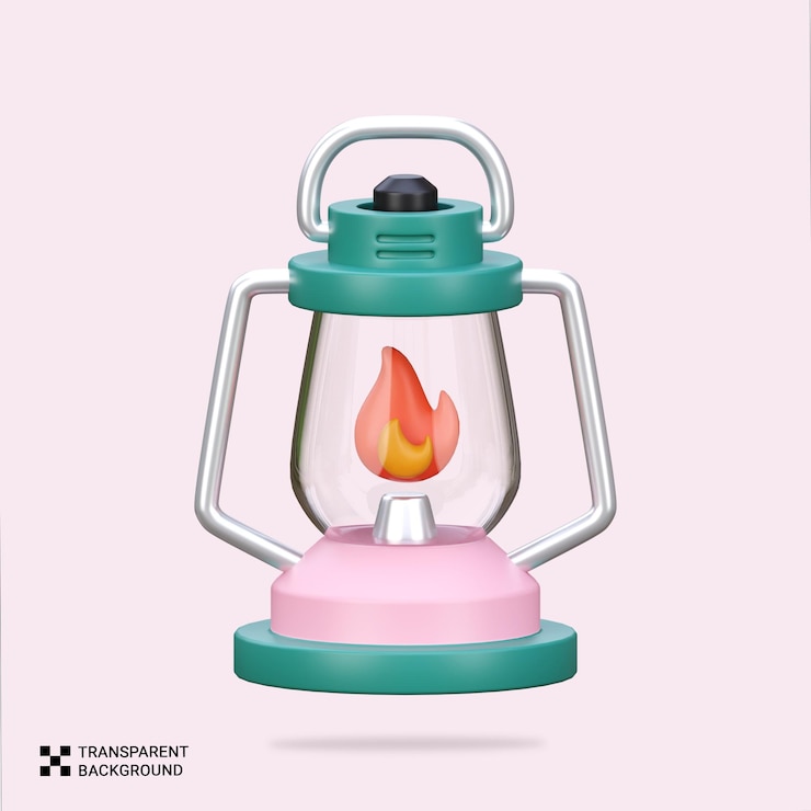 PSD psd 3d cartoon lantern with flame