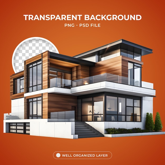 PSD 3d Casa Edifício de Residência PNG Fundo transparente