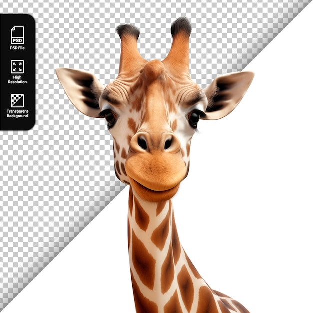 PSD psd 3d-charakter-giraffe isoliert auf transparentem hintergrund