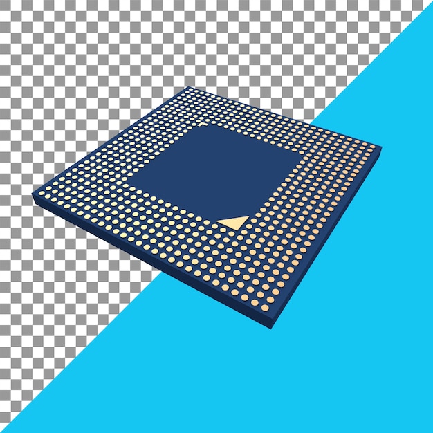 PSD 3D-Chipsatz-Rendering realistische Vorderansicht Mikrochip-Prozessor 3D-Mikrochip-Rendering