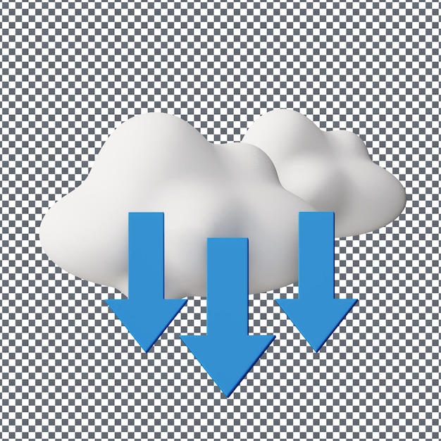psd 3d cloud icon on isolated and transparent background
