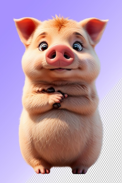 PSD psd 3d cochon isolé sur un fond transparent