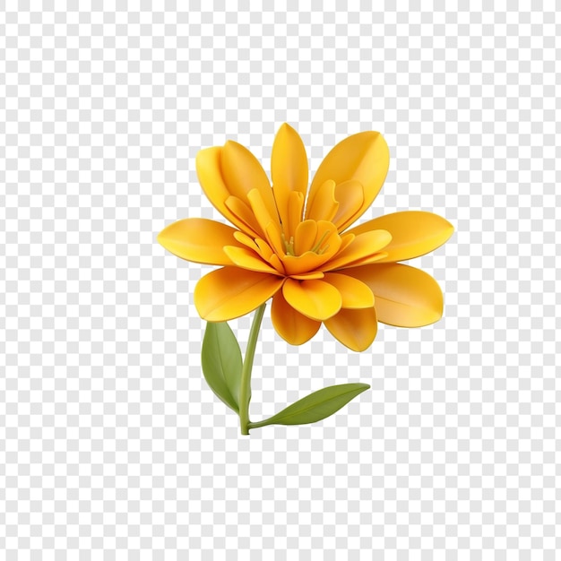 PSD psd 3d cor amarela flower top view para qualquer projeto
