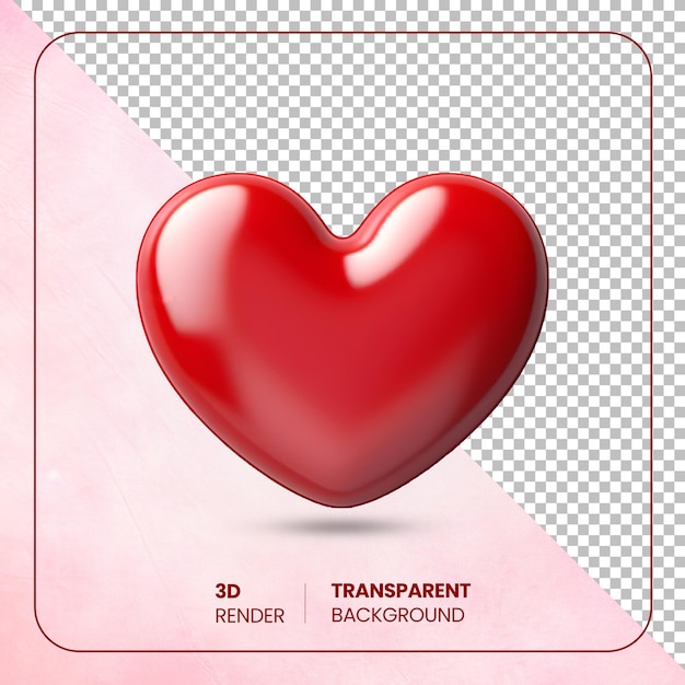 PSD 3D corazón rojo amor forma aislada