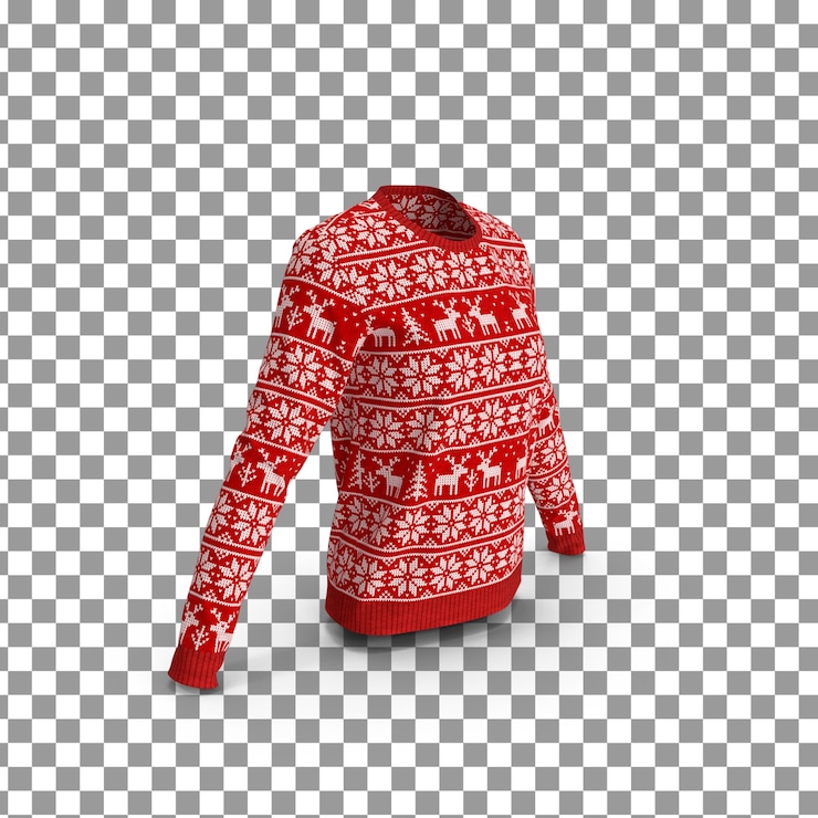 PSD psd 3d cristmas sweater on isolated and transparent background
