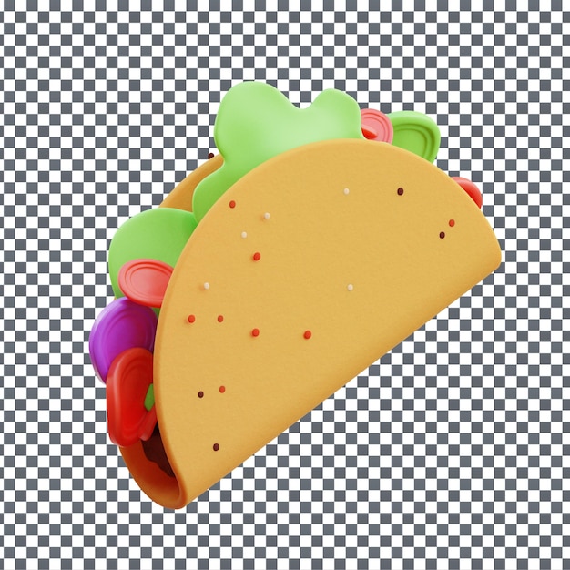 PSD 3D Cute Taco icona su sfondo isolato e trasparente