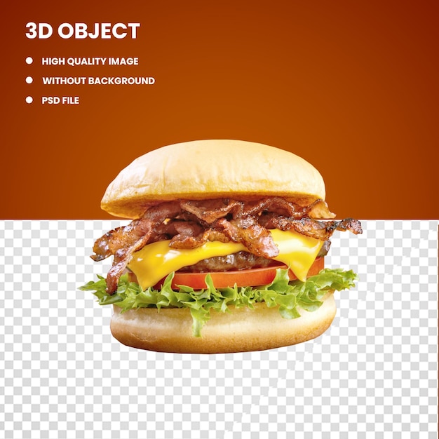 PSD psd 3d delicious burger png fundo transparente