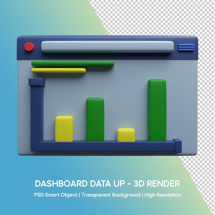 PSD psd 3d design icona dashboard dati illustrazione per il business