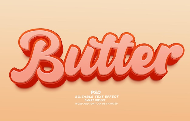 PSD 3d Editable Butter Text Effect (effetto di testo modificabile in burro)