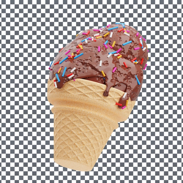PSD 3D Eiscreme-Symbol auf isoliertem und transparenten Hintergrund
