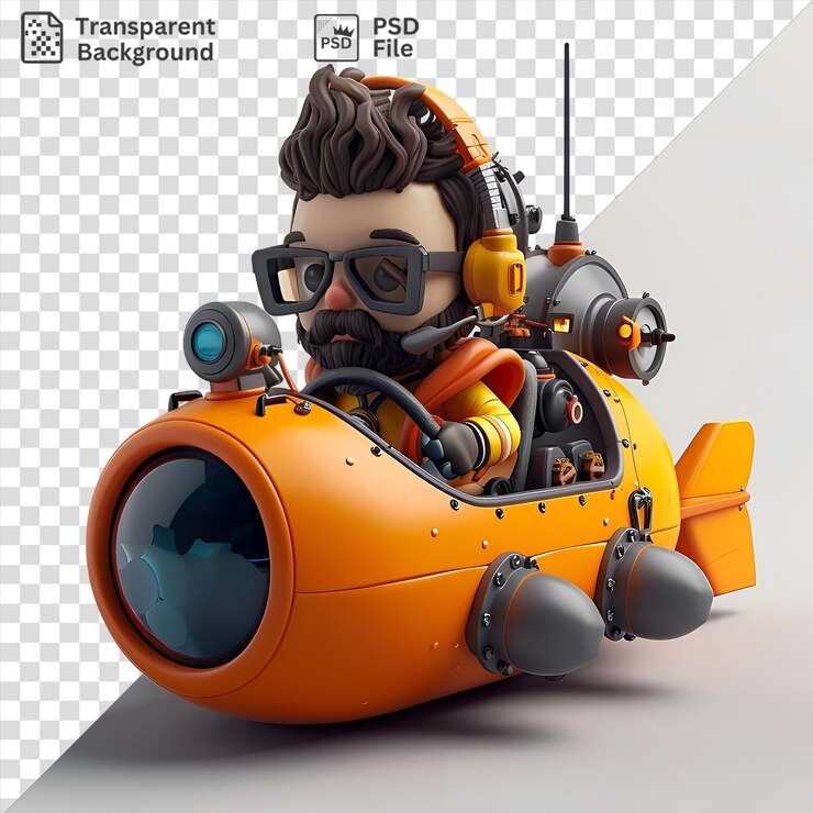 PSD psd 3d explorador de aguas profundas dibujos animados pilotando un sumergible