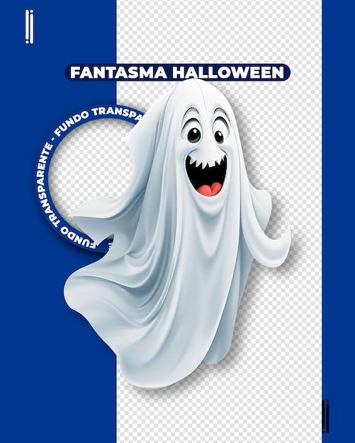 Psd 3d fantasma volador feliz halloween fondo aislado