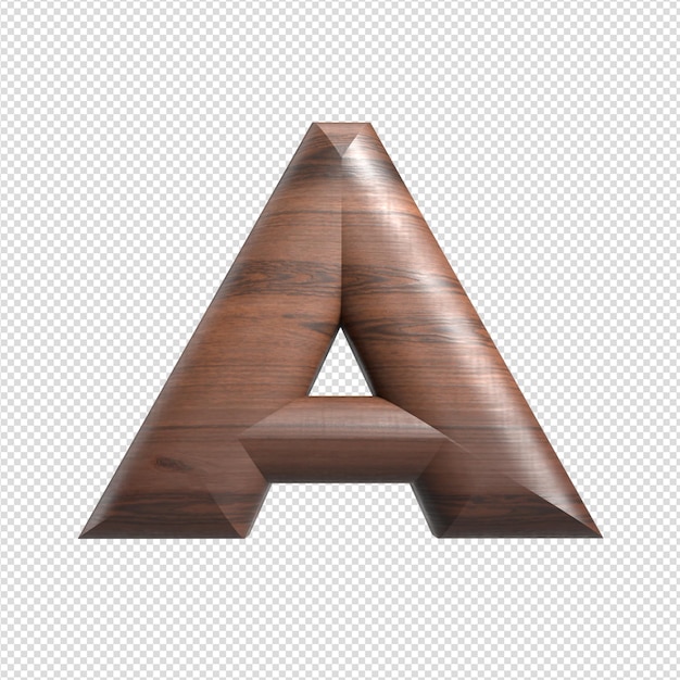 PSD 3d Fetter Buchstabe A aus natürlichem Kastanienholz