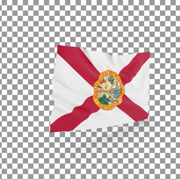 PSD 3D Flag Top de la Floride sur un fond isolé et transparent