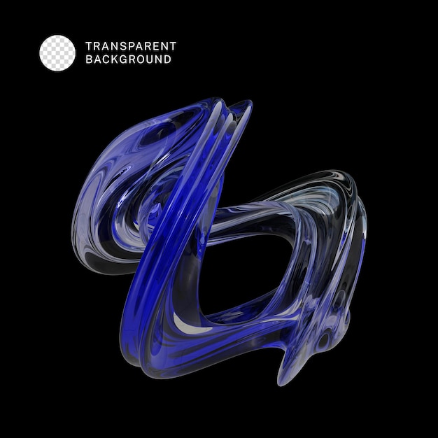 PSD 3d forme abstraite bleue matériau de verre isolé sur fond transparent