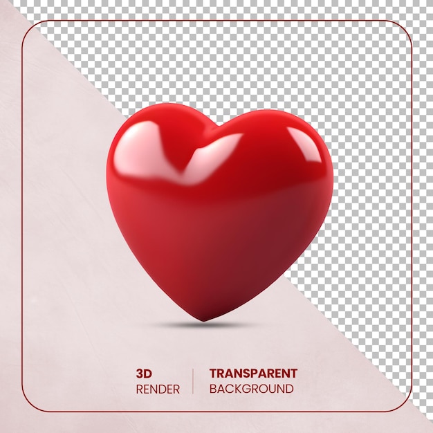 PSD 3D forme d'amour coeur rouge isolé