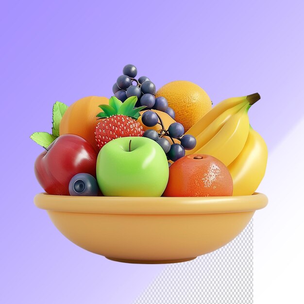 PSD psd 3d fruit isolé sur un fond transparent