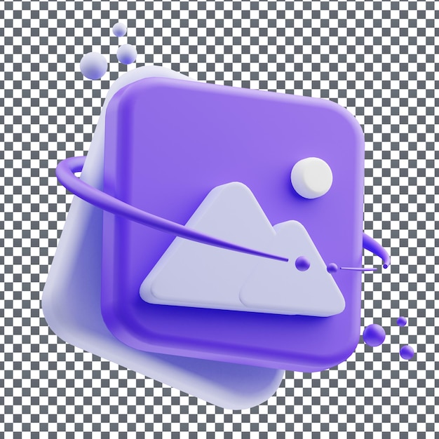 PSD 3D Gallery icon on Isolated and transparent background