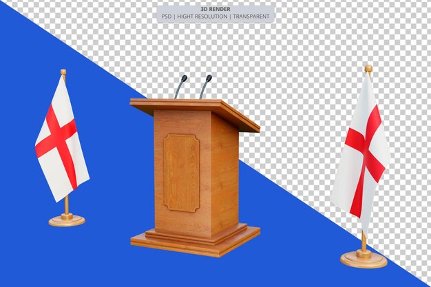 Psd 3d gbeng präsidentschaftswahlpodium mit flagge