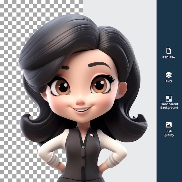 PSD psd 3d-geschäftsfrau mit durchsichtigem hintergrund