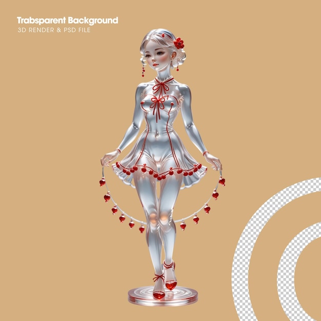 Psd 3d-glas-statue des mädchens von martisor.