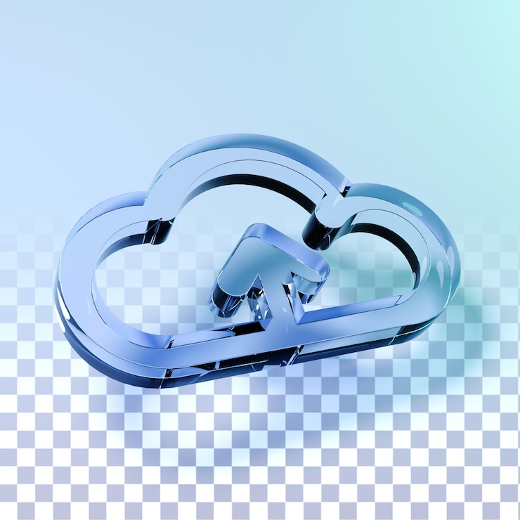 PSD psd 3d glass cloud carica l'icona della luce blu gradiente