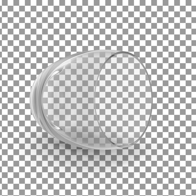 PSD 3D Glass Drink Top en un fondo aislado y transparente