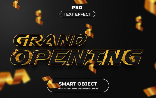 PSD 3d Gran Apertura estilo de efecto de texto psd editable