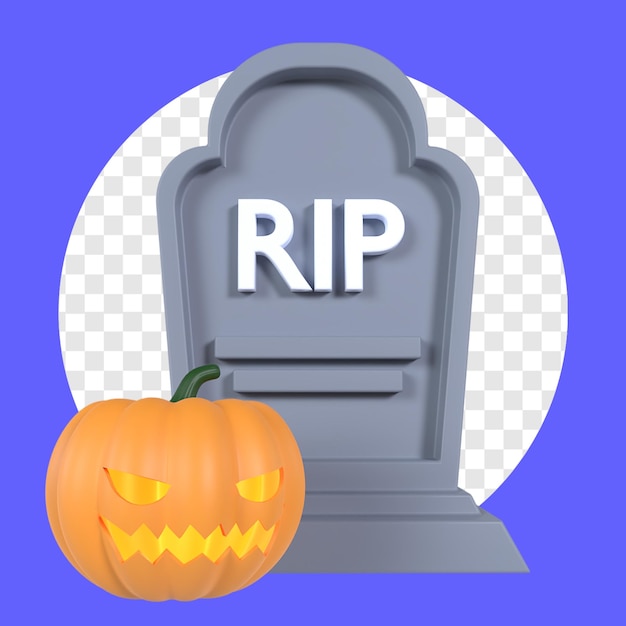 Psd 3d grátis renderiza fundo de halloween com tombstone