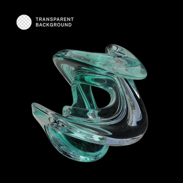 PSD 3d grünes abstraktes Glasmaterial, isoliert auf durchsichtigem Hintergrund