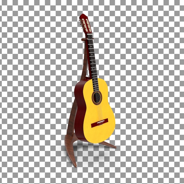 Psd 3d guitarra isométrica en fondo aislado y transparente