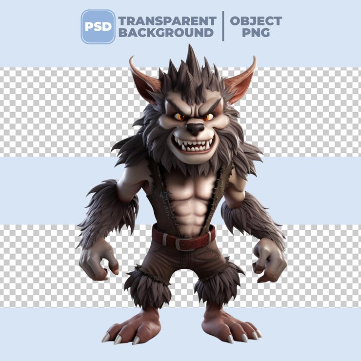 PSD psd 3d halloween lobisomem adolescente