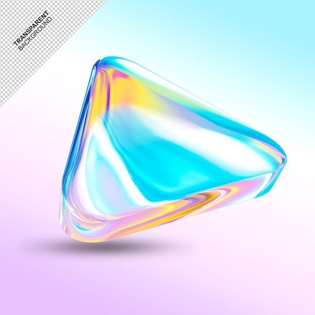PSD psd 3d holográfico en forma de triángulo de vidrio.
