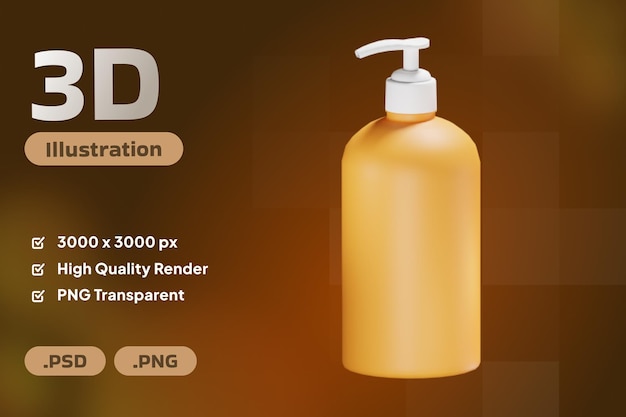 PSD psd 3d-icon-illustration rendern baby-sachen-shampoo mit transparentem hintergrund