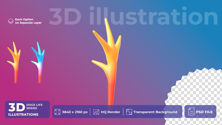 PSD psd 3d icon pet life estilo de dibujos animados de juguete de pata de pollo