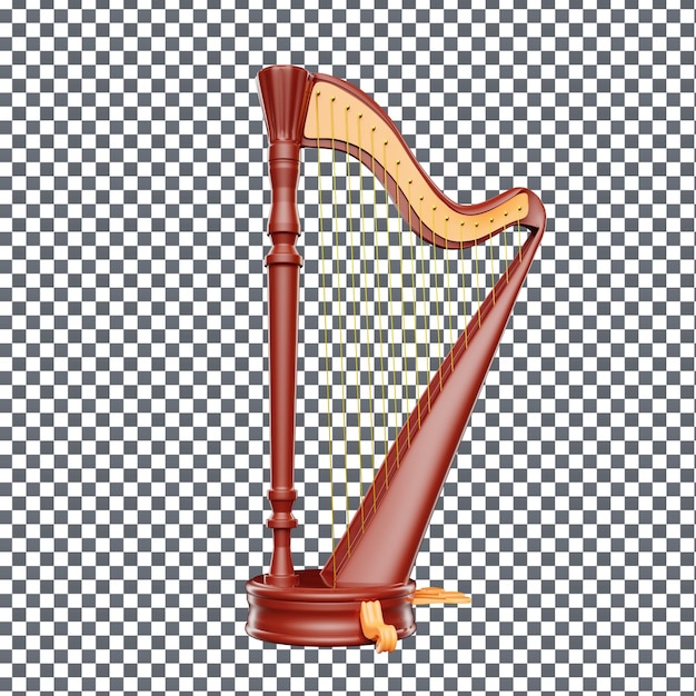 Psd 3d ícone de harpa em fundo isolado e transparente
