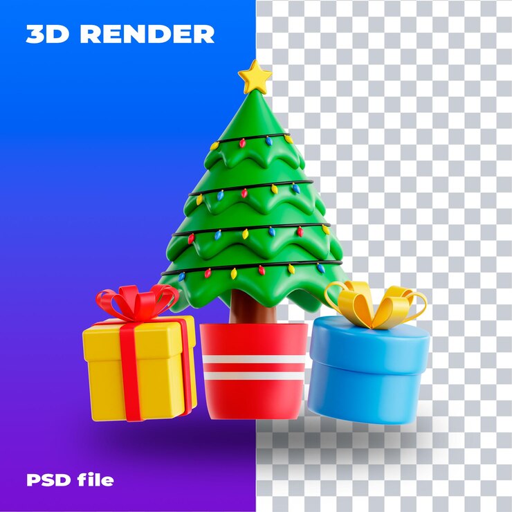 PSD psd 3d icono 3d render de alta resolución ilustración de año nuevo navidad