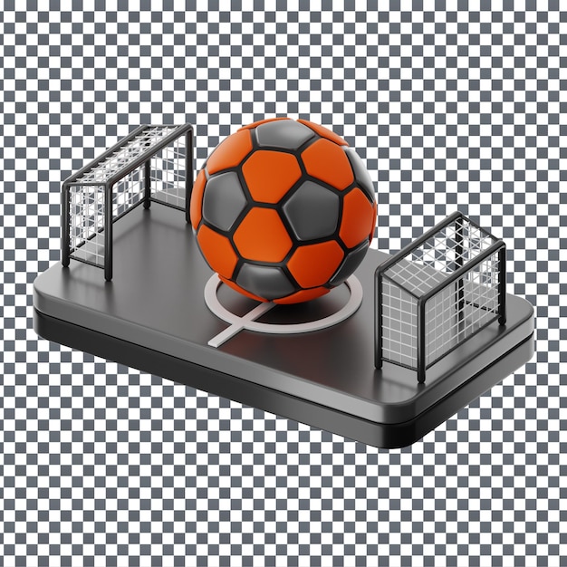 PSD 3D Icono del campo de fútbol en fondo aislado y transparente