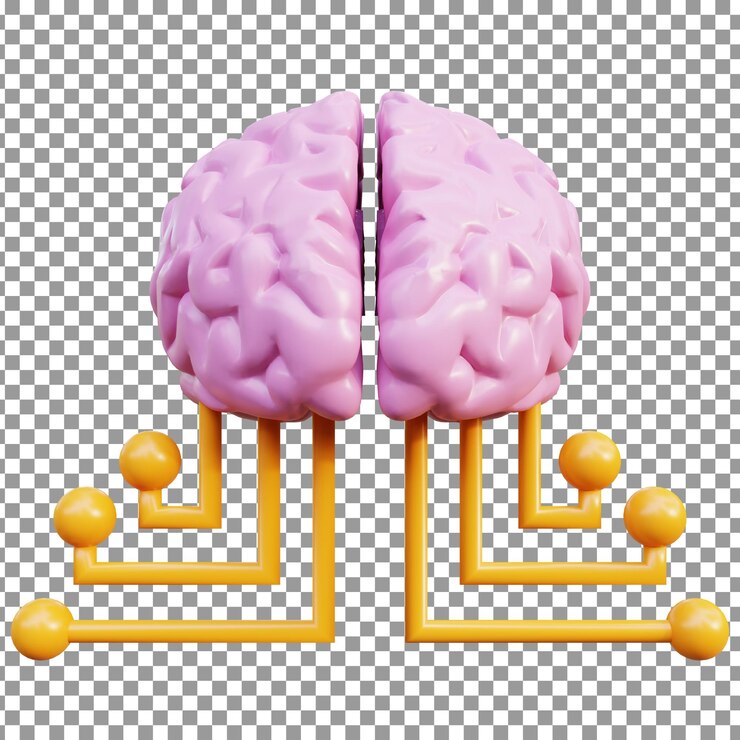 PSD psd 3d icono del cerebro en fondo aislado y transparente