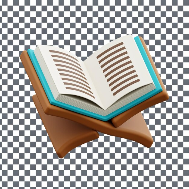 PSD 3D Icono del Corán Santo en fondo aislado y transparente