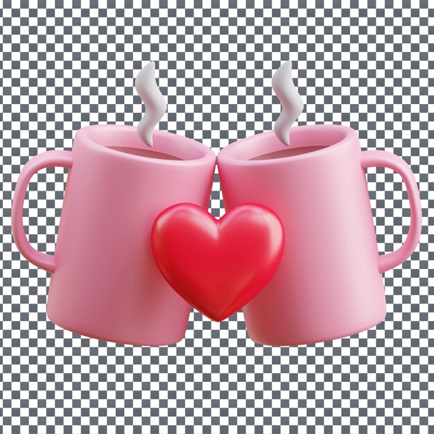 PSD 3D icono del día de San Valentín en fondo aislado y transparente