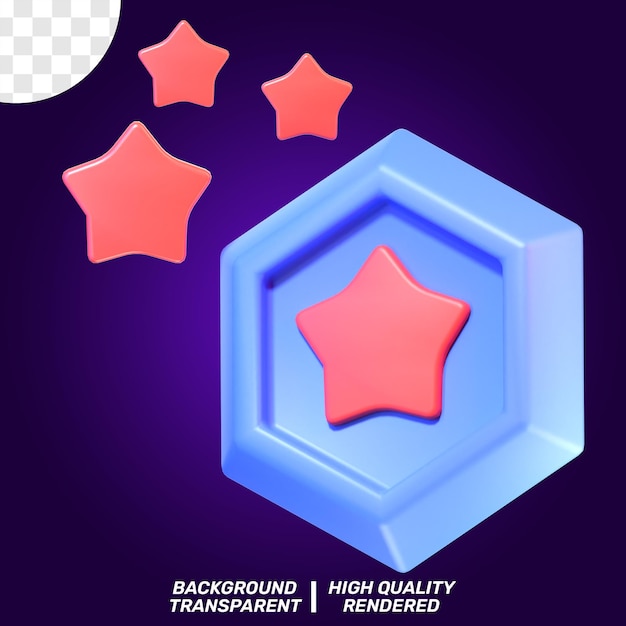 PSD 3D ICONO RENDERIZADO JUEGO ARMA ILUSTRACIÓN INSIGNIA ESTRELLA