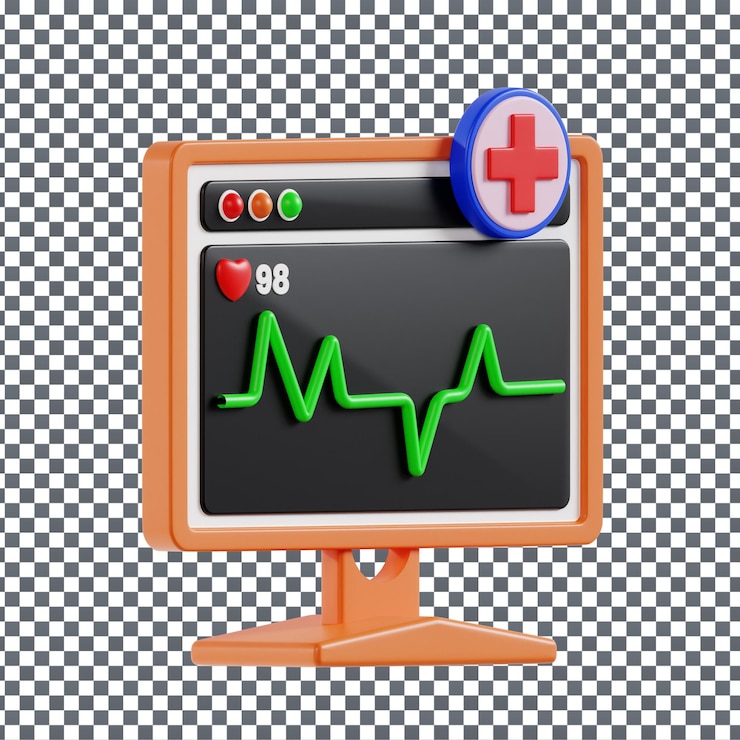 PSD psd 3d icono de ritmo cardíaco en fondo aislado y transparente