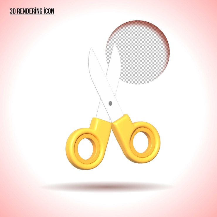 PSD psd 3d illustration a yellow scissors