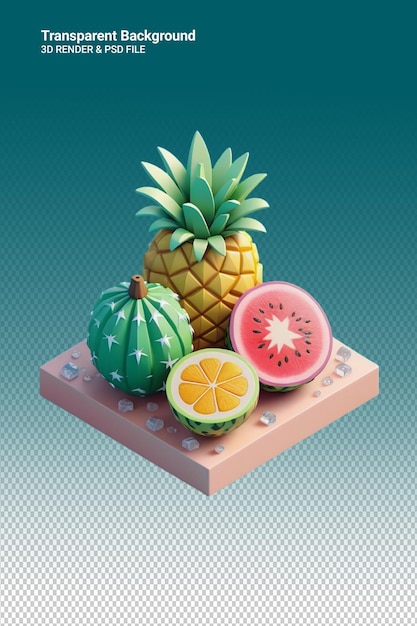 PSD psd 3d-illustration ananas isoliert auf durchsichtigem hintergrund